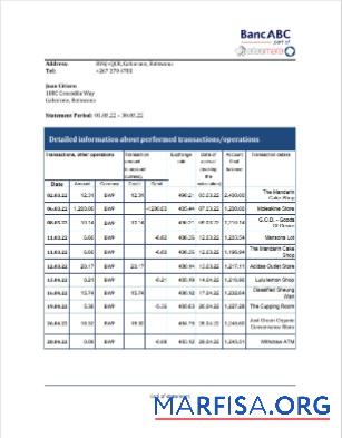 Realistic Botswana Bank ABC bank statement excel version 2 download for verification